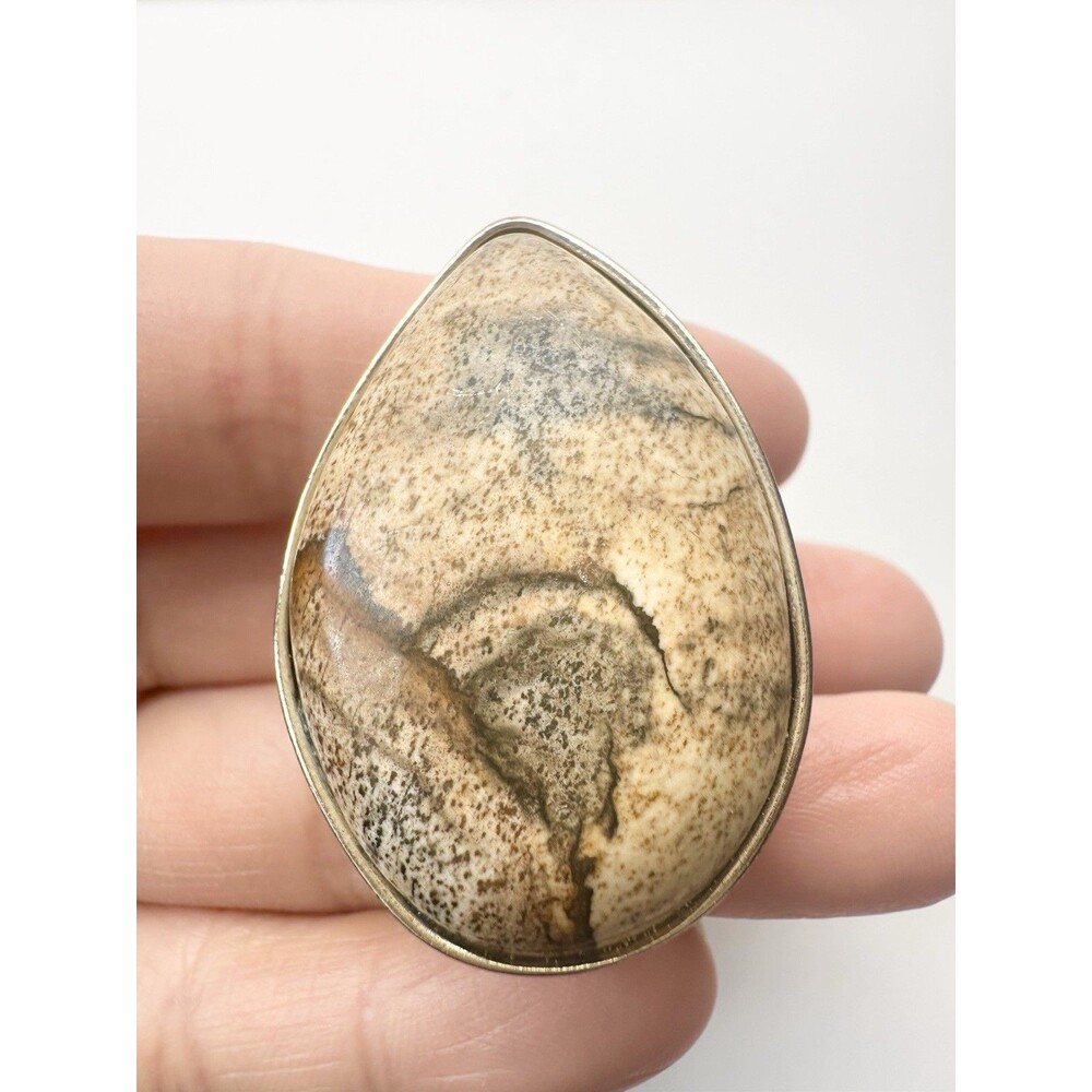Large Natural Jasper Teardrop Statement Ring Size 5